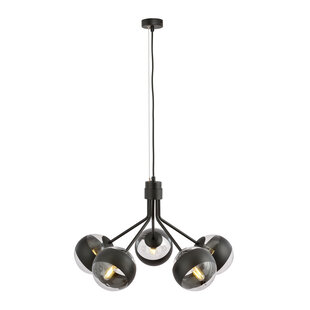 Emibig Kolding zwart gestreepte 5 lamp hanglamp glazen bollen E14