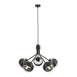 Kolding black striped 5 lamp hanging lamp glass balls E14
