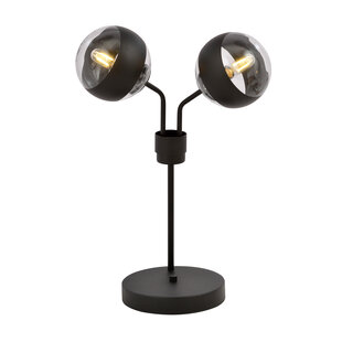 Lámpara de mesa Kolding rayas negras negro con bolas de cristal E14