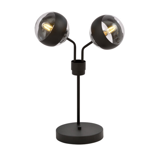 Emibig Emibig Kolding lampe de table rayée noire avec boules en verre E14 - Éclairage d'ambiance parfait pour tout intérieur