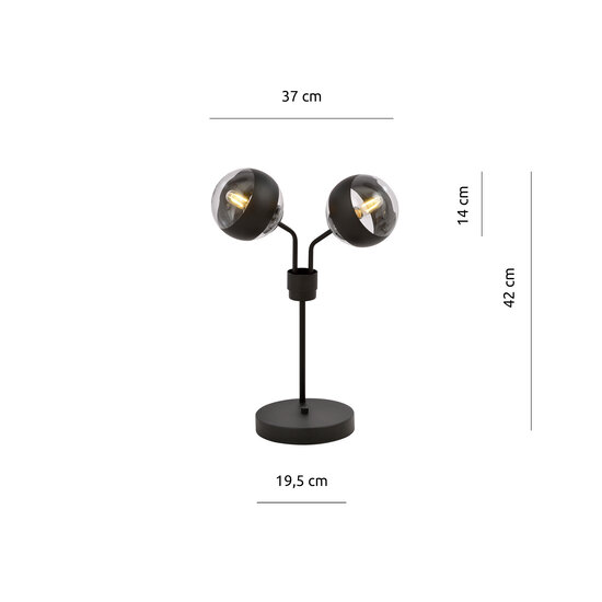 Emibig Emibig Kolding black striped table lamp black with glass balls E14 - Perfect ambiance lighting for any interior