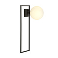 Herning design plafondlamp zwart met witte opaal glas bol E14