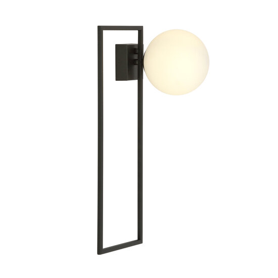 Herning design plafondlamp zwart met witte opaal glas bol E14