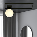 Plafonnier design Herning noir avec boule en verre opale blanc E14