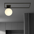 Herning design plafondlamp zwart met witte opaal glas bol E14