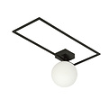 Herning design ceiling lamp black with white opal glass ball E14