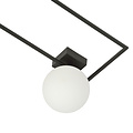 Herning design plafondlamp zwart met witte opaal glas bol E14