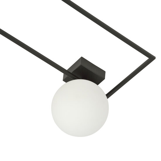 Herning design plafondlamp zwart met witte opaal glas bol E14