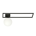 Herning large design ceiling lamp black with white opal glass ball E14