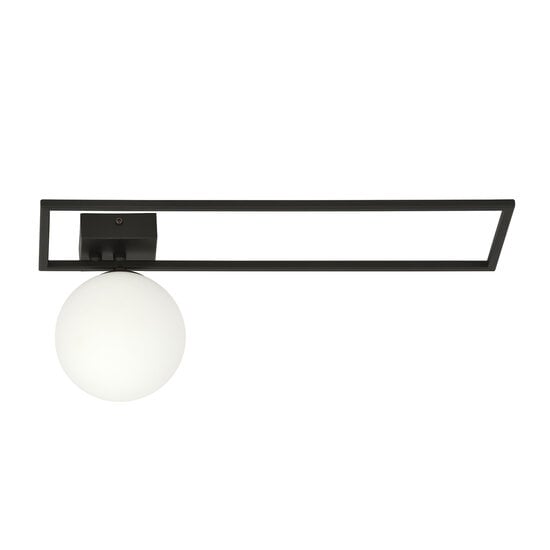 Emibig Emibig Herning gran lámpara de techo de diseño negro con bola de vidrio opal blanco E14 - Iluminación ideal para interiores modernos