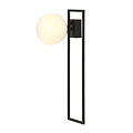Herning grote design plafondlamp zwart met witte opaal glas bol E14