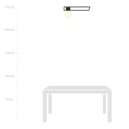 Herning grote design plafondlamp zwart met witte opaal glas bol E14