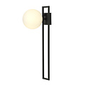 Herning lange design plafondlamp zwart met witte opaal glas bol E14