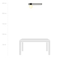 Herning lange design plafondlamp zwart met witte opaal glas bol E14