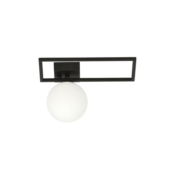Herning ceiling fixture black with white glass ball E14