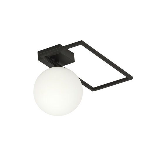 Emibig Emibig Lámpara de techo Herning negra con bola de vidrio blanco E14 - Iluminación ideal para interiores modernos