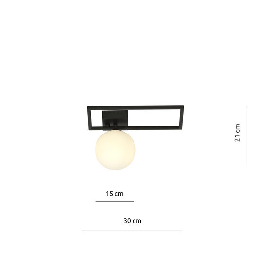 Emibig Emibig Lámpara de techo Herning negra con bola de vidrio blanco E14 - Iluminación ideal para interiores modernos
