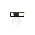 Herning kleine design plafondlamp zwart met witte opaal glas bol E14