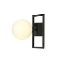 Herning kleine design plafondlamp zwart met witte opaal glas bol E14