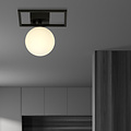 Herning kleine design plafondlamp zwart met witte opaal glas bol E14