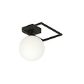Petit plafonnier design Herning noir avec boule en verre opale blanc E14