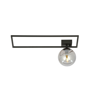 Horsens design plafondlamp zwart met witte opaal glas bol E14