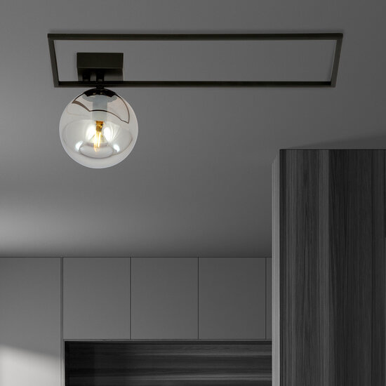 Emibig Emibig Horsens design plafondlamp zwart met witte opaal glas bol E14 - Perfecte verlichting voor elk interieur