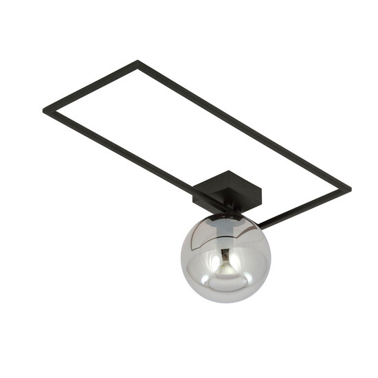 Horsens design ceiling lamp black with white opal glass ball E14