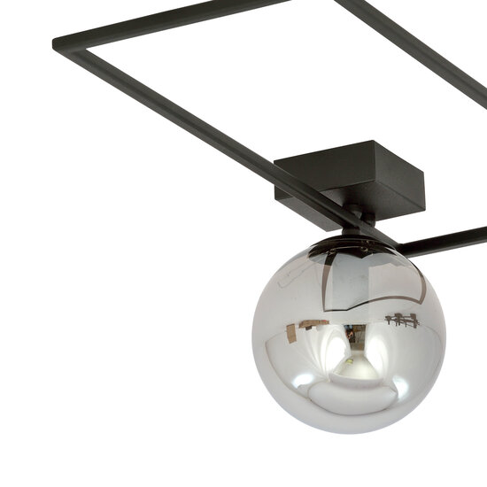 Emibig Emibig Lámpara de techo de diseño Horsens negra con bola de vidrio opal blanco E14 - Iluminación ideal para interiores modernos
