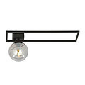 Horsens grote design plafondlamp zwart met gerookt glas bol E14