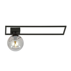 Horsens grote design plafondlamp zwart met gerookt glas bol E14