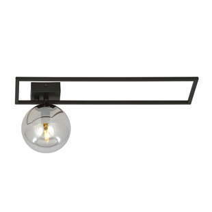 Emibig Horsens grote design plafondlamp zwart met gerookt glas bol E14