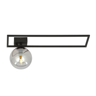 Grand plafonnier design Horsens noir avec ampoule en verre fumé E14