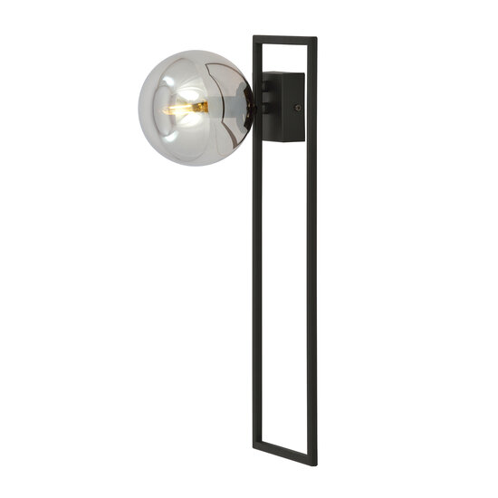 Horsens grote design plafondlamp zwart met gerookt glas bol E14