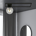 Horsens grote design plafondlamp zwart met gerookt glas bol E14