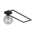 Horsens grote design plafondlamp zwart met gerookt glas bol E14
