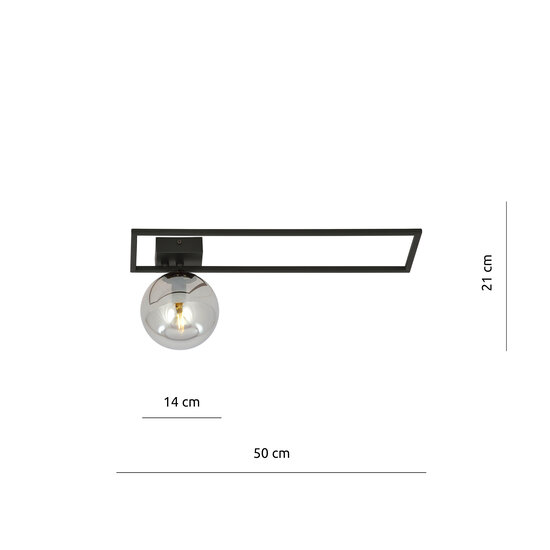 Emibig Emibig Lámpara de techo de diseño grande Horsens negra con bombilla de vidrio ahumado E14 - Ideal para crear una atmósfera elegante