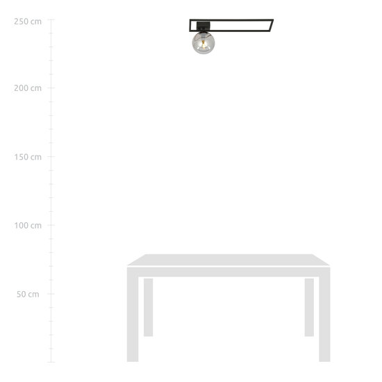 Grand plafonnier design Horsens noir avec ampoule en verre fumé E14