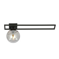 Emibig Horsens lampe de plafond design longue noire avec ampoule en verre fumé E14
