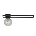 Horsens lange design plafondlamp zwart met gerookt glas bol E14