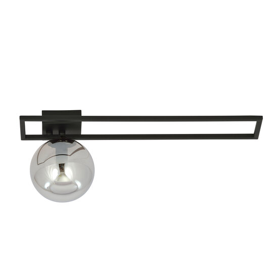 Horsens lange design plafondlamp zwart met gerookt glas bol E14