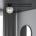 Plafonnier design long Horsens noir avec ampoule en verre fumé E14