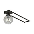 Horsens lange design plafondlamp zwart met gerookt glas bol E14
