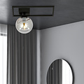 Horsens ceiling fixture black with fumigated glass ball E14