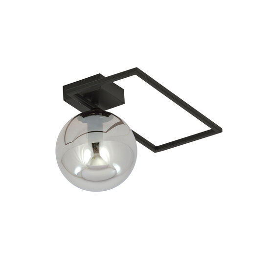 Emibig Emibig Plafonnier Horsens noir avec boule en verre fumé E14 - Idéal pour un éclairage élégant