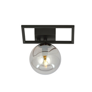 Horsens kleine design plafondlamp zwart met witte gefumeerd glas bol E14
