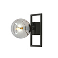 Petit plafonnier design Horsens noir avec boule en verre fumé blanc E14