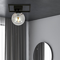 Emibig Emibig Horsens kleine design plafondlamp zwart met witte gefumeerd glas bol E14 - Perfecte verlichting voor elke ruimte
