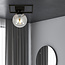 Petit plafonnier design Horsens noir avec boule en verre fumé blanc E14