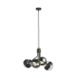 Kolding zwart getreepte 4 lamps hanglamp glas bollen voor E14 lamp